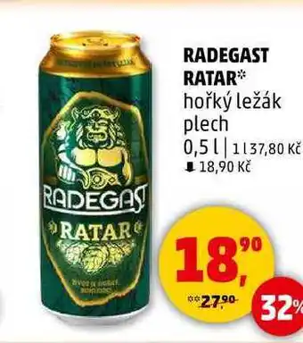 Penny Market RADEGAST RATAR hořký ležák plech, 0,5 l nabídka