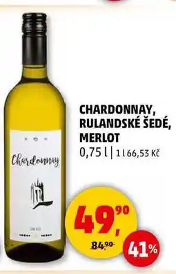 Penny Market CHARDONNAY, RULANDSKÉ ŠEDÉ, MERLOT, 0,75 l nabídka