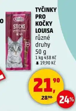 Penny Market TYČINKY PRO KOČKY STICKS LOUISA různé druhy, 50 g nabídka