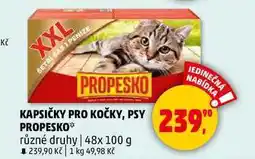 Penny Market KAPSIČKY PRO KOČKY, PSY PROPESKO různé druhy, 48x 100 g nabídka