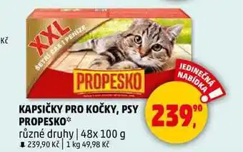 Penny Market KAPSIČKY PRO KOČKY, PSY PROPESKO různé druhy, 48x 100 g nabídka