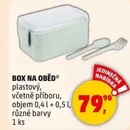 Penny Market BOX NA OBĚD plastový, včetně příboru, objem 0,4 l+0,5 l, různé barvy, 1 ks nabídka