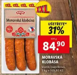 Lidl Moravská klobása nabídka