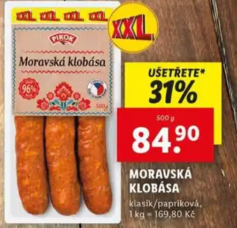 Lidl Moravská klobása nabídka