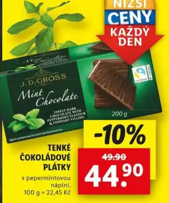 Lidl Tenké čokoládové plátky nabídka