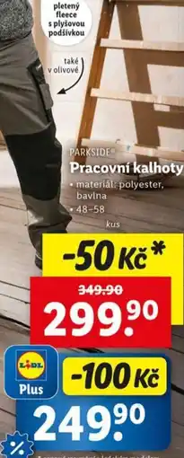 Lidl PARKSIDE Pracovní kalhoty nabídka