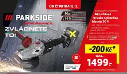 Lidl PARKSIDE® PERFORMANCE Aku úhlová bruska s plochou hlavou 20 V nabídka