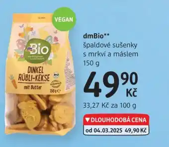 dm drogerie DmBio špaldové sušenky s mrkví a máslem nabídka