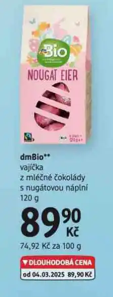 dm drogerie Vajíčka z mléčné čokolády s nugátovou náplní nabídka