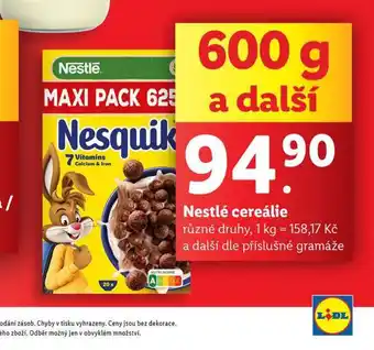 Lidl Nestlé cereálie nabídka