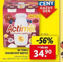 Lidl Actimel jogurtový nápoj nabídka