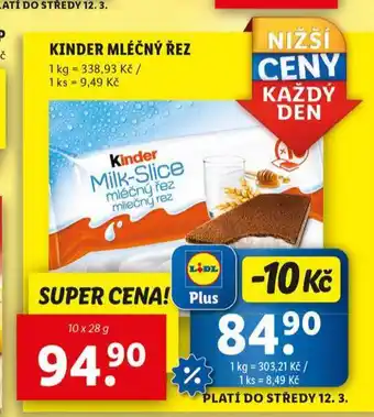 Lidl Kinder mléčný řez nabídka