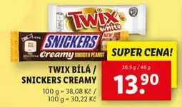 Lidl Twix bílá, snickers creamy nabídka