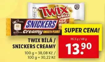 Lidl Twix bílá, snickers creamy nabídka