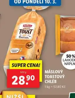 Lidl Máslový toastový chléb nabídka