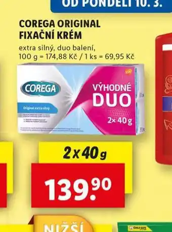 Lidl Corega original fixační krém nabídka