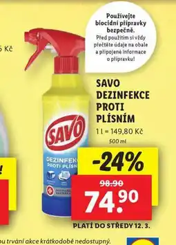 Lidl Savo dezinfekce proti plísním nabídka