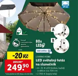 Lidl Led světelný řetěz na slunečník nabídka