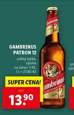 Lidl Pivo gambrinus patron 12 nabídka