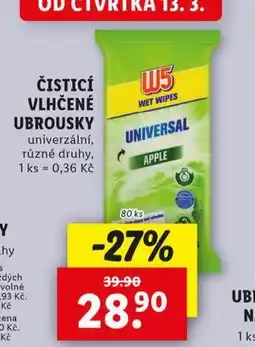 Lidl W5 čistící vlhčené ubrousky nabídka