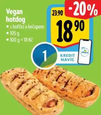 Albert Vegan hotdog nabídka