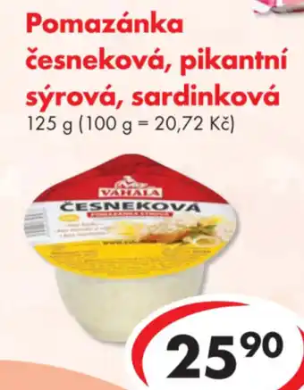 CBA Pomazánka česneková, pikantní sýrová, sardinková nabídka