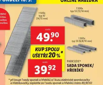 Lidl Sada sponek / hřebíků nabídka