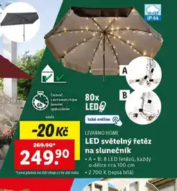 Lidl Led světelný řetěz na slunečník nabídka