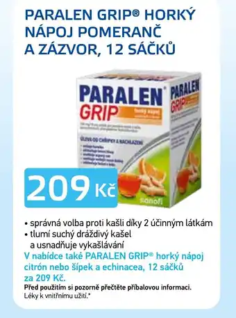 Lékárna AGEL PARALEN GRIP® HORKÝ NÁPOJ POMERANČ A ZÁZVOR, 12 SÁČKŮ nabídka