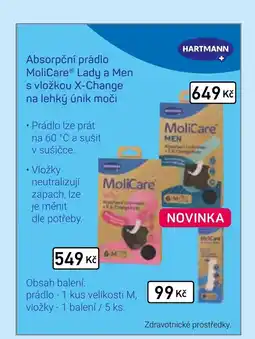 Lékárna AGEL Absorpční prádlo MoliCare® Lady a Men s vložkou X-Change na lehký únik moči nabídka