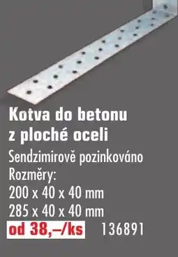 Uni Hobby Kotva do betonu z ploché oceli nabídka