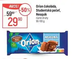 Globus Orion čokoláda, Studentská pečeť, Nesquik nabídka