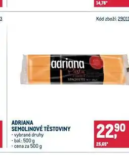 Makro Adriana semolinové těstoviny nabídka