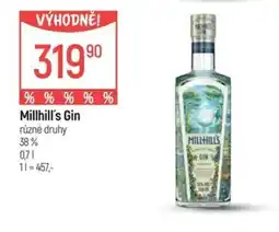 Globus MILLHILL'S Gin nabídka