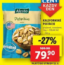 Lidl KALIFORNSKÉ PISTÁCIE, 250 g nabídka