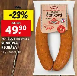 Lidl ŠUNKOVÁ KLOBÁSA, 300 g nabídka