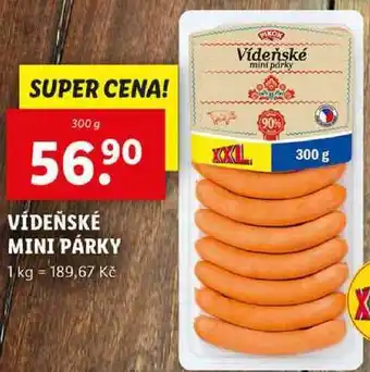 Lidl VÍDEŇSKÉ MINI PÁRKY, 300 g nabídka