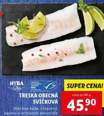 Lidl TRESKA OBECNÁ SVÍČKOVÁ, cena za 100 g nabídka