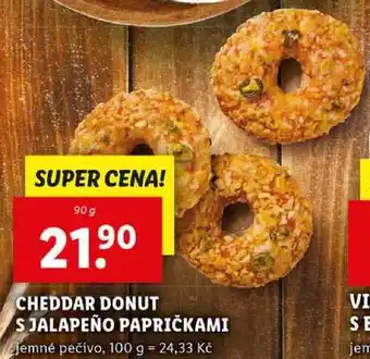 Lidl CHEDDAR DONUT S JALAPEÑO PAPRIČKAMI, 90 g nabídka