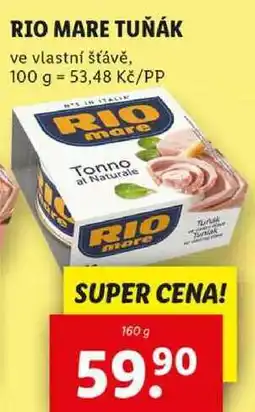 Lidl RIO MARE TUŇÁK ve vlastní šťávě, 160 g nabídka