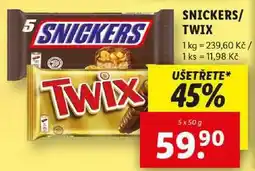 Lidl SNICKERS/TWIX, 5x 50 g nabídka