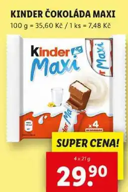 Lidl KINDER ČOKOLÁDA MAXI, 4x 21 g nabídka