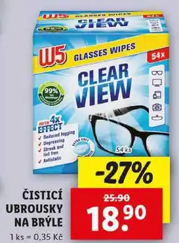 Lidl ČISTICÍ UBROUSKY NA BRÝLE, 54 ks nabídka