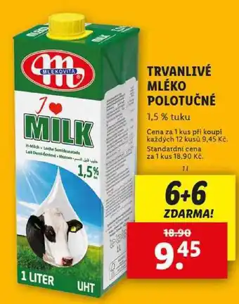 Lidl TRVANLIVÉ MLÉKO POLOTUČNÉ, 1 l nabídka