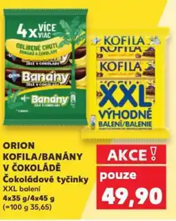 Kaufland ORION KOFILA/BANÁNY V ČOKOLÁDĚ Čokoládové tyčinky nabídka