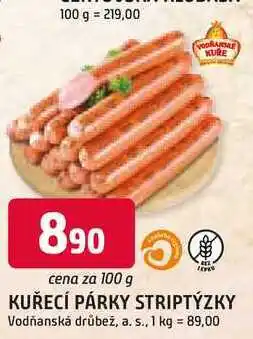 Trefa Vodňanské Kuře Kuřecí párky striptýzky 100g nabídka