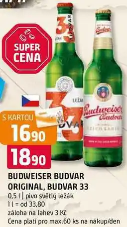 Terno Budweiser Budvar Světlý ležák 33 0,5l nabídka