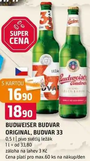 Terno Budweiser Budvar Světlý ležák 33 0,5l nabídka