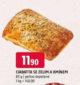 Terno Ciabatta se zelím a kmínem 85 g pečivo dopečené nabídka