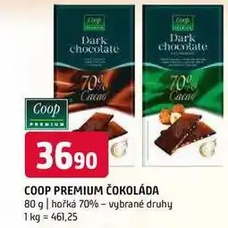 Terno Coop premium čokoláda 80 g hořká 70% vybrané druhy nabídka